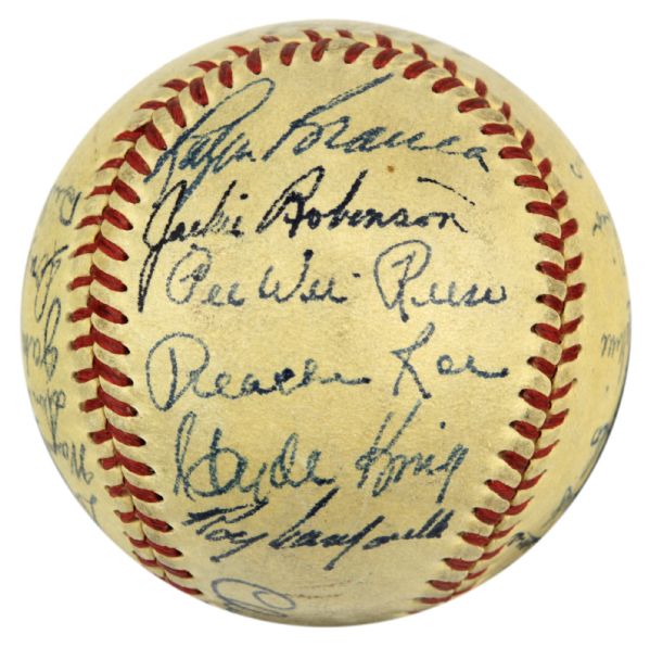 1951 Brooklyn Dodgers Team Signed ONL (Frick) Baseball w/ 24 Sigs. Incl. Jackie Robinson Roy Campanella Duke Snider - JSA Full Letter