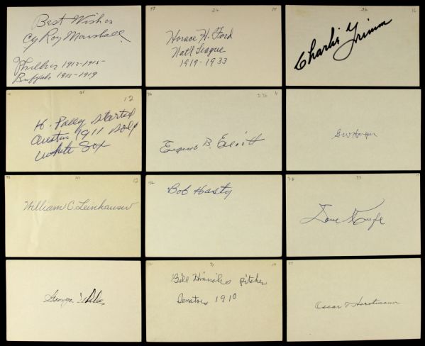 1910-1919 Major League Baseball Debut Signed Index Card - Lot of 51 - JSA 