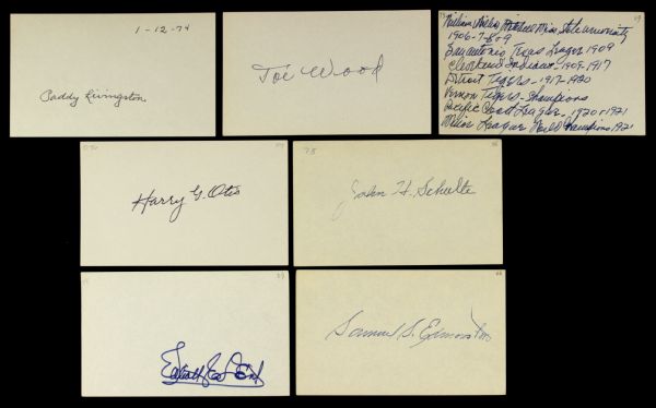 1901-09  Major League Baseball Debut Signed Index Card - Lot of 7 With Joe Wood - JSA