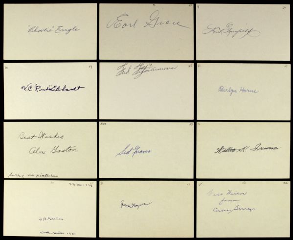 1920-29   Major League Baseball Debut Signed Index Card - Lot of 46 - JSA 