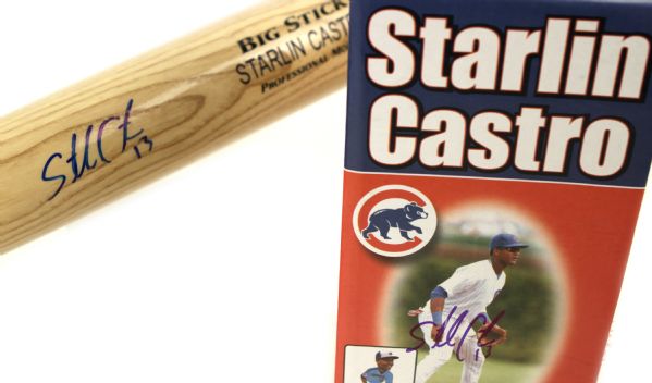 2010-11 Starlin Castro Chicago Cubs Signed Full Size Bat & Bobblehead - JSA 