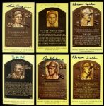 Collection of Signed Yellow Hall of Fame Postcards - 14 With Catfish Hunter Don Drysdale (2) Warren Spahn Bill Terry Lee MacPhail - JSA 