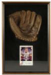 1980s Mickey Mantle New York Yankees Signed Sports Impressions Postcard & Mantle Rawlings Store Model Glove 