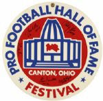 1980s Massive Pro Football Hall of Fame Festival 20" x 20" Signed Sign w/ Gino Marchetti Boby Lilly Joe Perry Charley Taylor Leroy Kelly - JSA 
