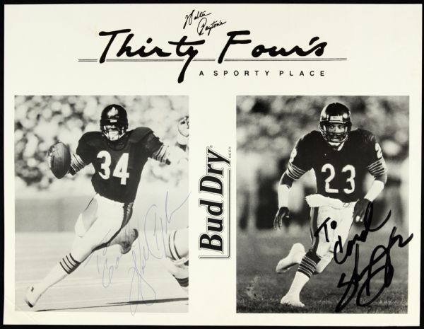 1980s Walter Payton & Shaun Gayle Chicago Bears Signed Walter Paytons Thirty Fours Photo - JSA 