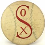 1947 Chicago White Sox Signed Oversized 30" Diameter Wood Baseball Shaped Display w/37 Sigs. - JSA 