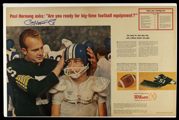 1960s Paul Hornung Green Bay Packers Signed 20 1/2" x 13 1/2" Advertisement - JSA