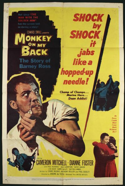 1957 Monkey On My Back Barney Ross Boxing 27" x 41" Original Movie Poster 