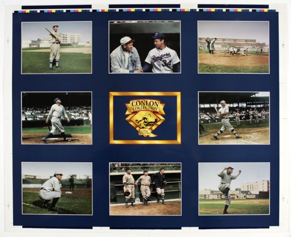 1990s Charles Conlon Color Masters Series 26" x 32" Baseball Posters With Babe Ruth Ty Cobb Walter Johnson Lou Gehrig Nolan Ryan - Lot of 4