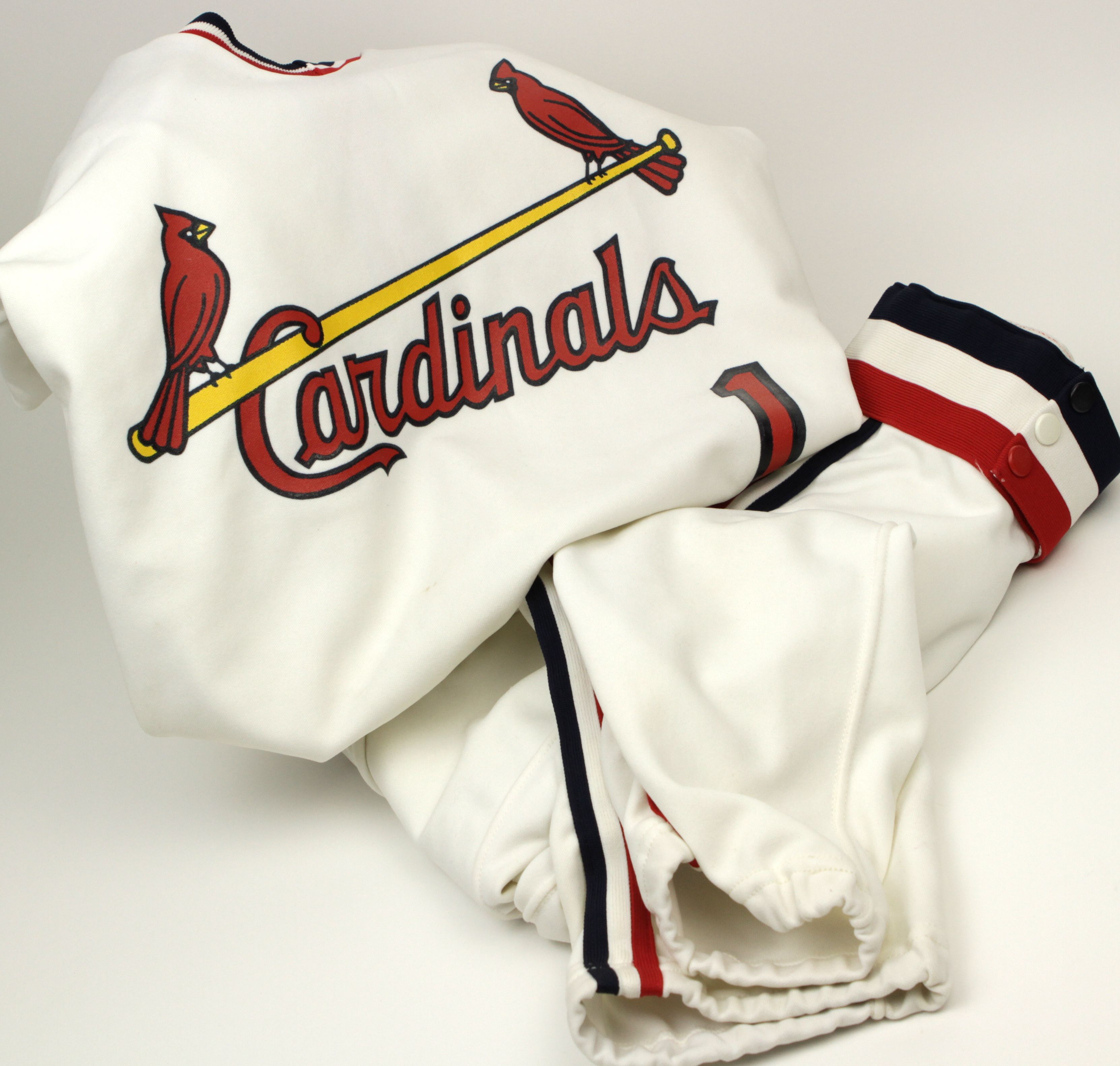 Lot Detail - 1985-87 St. Louis Cardinals #1 Minor League Game Worn Jersey &  1987 Hall of Famer Ozzie Smith Game Worn Pants (MEARS Auction LOA)