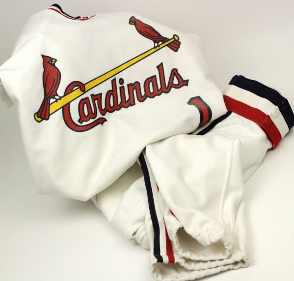 1985-87 St. Louis Cardinals #1 Minor League Game Worn Jersey  & 1987 Hall of Famer Ozzie Smith Game Worn Pants (MEARS Auction LOA)