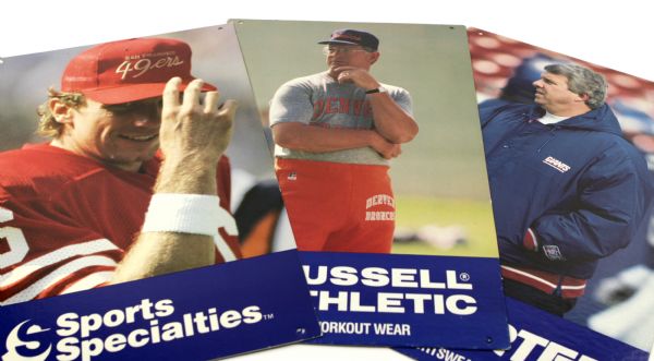 1980s Football Greats 11 1/2" x 18" Promotional Display - Joe Montana Bill Parcells Dan Reeves