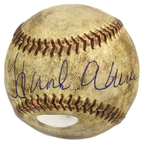 1954-65 Milwaukee Braves Game Used ONL (Giles) Baseball Signed by Hank Aaron (MEARS Auction LOA & Steiner Hologram)