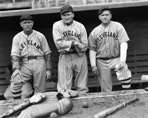 1935 Walter Johnson and Coaches Cleveland Indians Charles Conlon Original 11" x 14" Photo Hand Developed from Glass Plate Negative & Published (The Sporting News Hologram/MEARS Photo LOA)