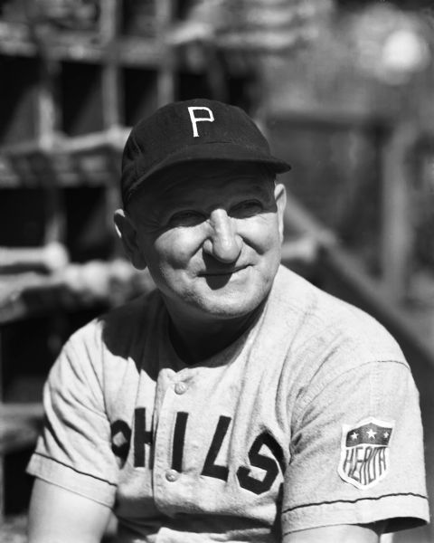 1942 Hans Lobert Philadelphia Phillies Charles Conlon Original 11" x 14" Photo Hand Developed from Glass Plate Negative & Published (The Sporting News Hologram/MEARS Photo LOA)
