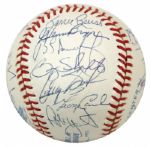 1989 Milwaukee Brewers Team Signed OAL (Brown) Baseball w/ 26 Sigs. Incl. Rare Gus Polidor Robin Yount Paul Molitor (MEARS Auction LOA) 