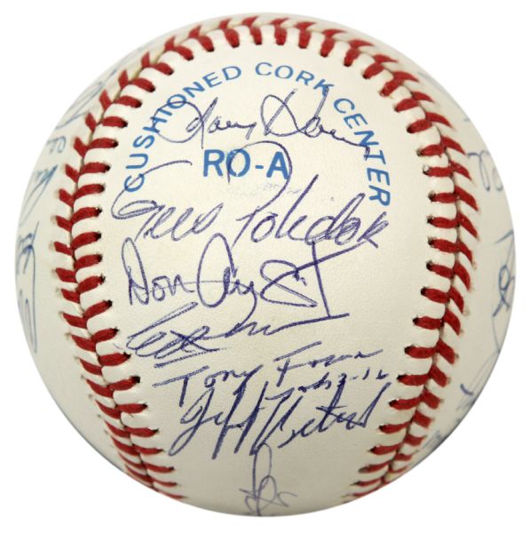 1989 Milwaukee Brewers Team Signed OAL (Brown) Baseball w/ 26 Sigs. Incl. Rare Gus Polidor Robin Yount Paul Molitor (MEARS Auction LOA) 