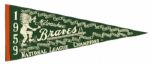 1958 Milwaukee Braves National League Champions Scroll Pennant Rare Green & Orange Version