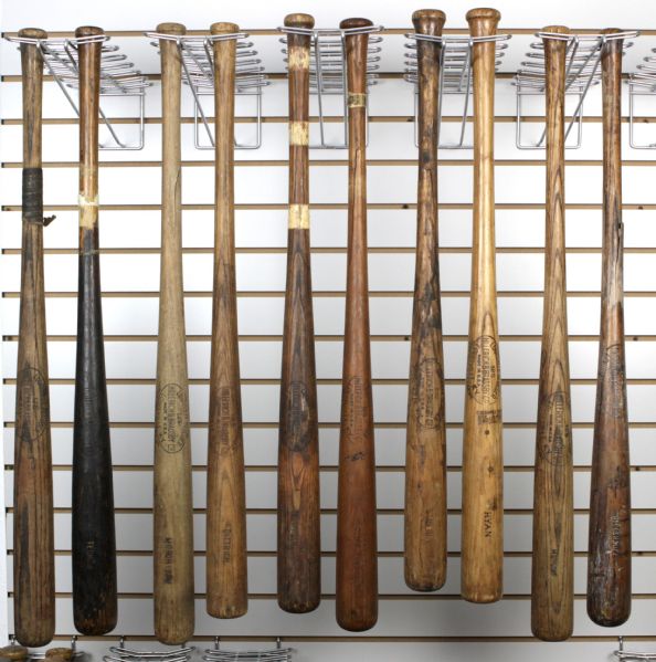 1917-32 H&B Louisville Slugger Professional Model Side Written Game Used Bats (Lot of 10) MEARS LOA