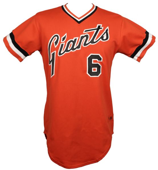 1982 Rennie  Stennett San Francisco Giants Game Worn Alternate Orange Jersey (MEARS Auction LOA & Giants Team LOA)