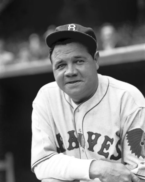 1935 Babe Ruth Boston Braves Charles Conlon Original 11" x 14" Photo Hand Developed from Glass Plate Negative & Published (The Sporting News Hologram/MEARS Photo LOA)