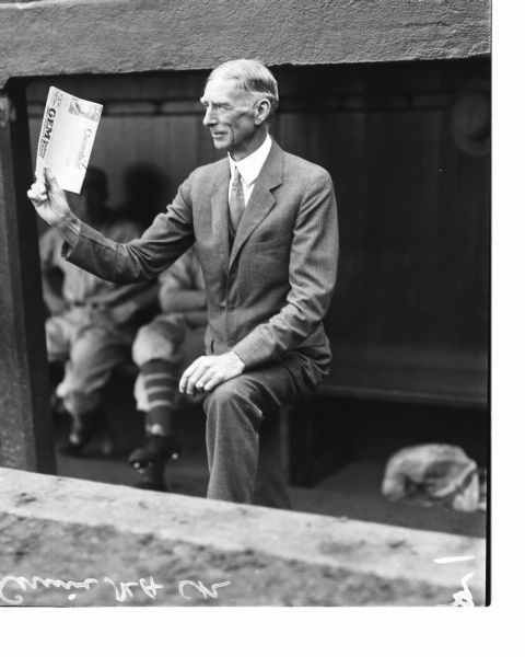 1929 Connie Mack Philadelphia Athletics Charles Conlon Original 11" x 14" Photo Hand Developed from Glass Plate Negative & Published (The Sporting News Hologram/MEARS Photo LOA)