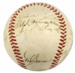 1951 St. Louis Browns Team Signed OAL (Harridge) Baseball w/21 Sigs. Incl. Satchel Paige - JSA