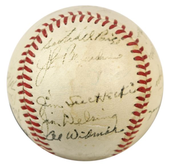 1951 St. Louis Browns Team Signed OAL (Harridge) Baseball w/21 Sigs. Incl. Satchel Paige - JSA