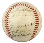 1951 St. Louis Browns Team Signed OAL (Harridge) Baseball w/21 Sigs. Incl. Satchel Paige - JSA