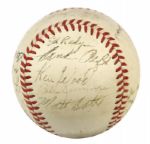 1951 St. Louis Browns Team Signed OAL (Harridge) Baseball w/21 Sigs. Incl. Satchel Paige - JSA