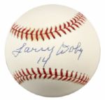 1994-2000 Larry Doby Cleveland Indians Single Signed OAL (Budig) Baseball With Photo From Signing - JSA 
