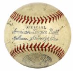 1935 Philadelphia A's Team-Signed Baseball w/ Jimmie Foxx - Full JSA Letter 