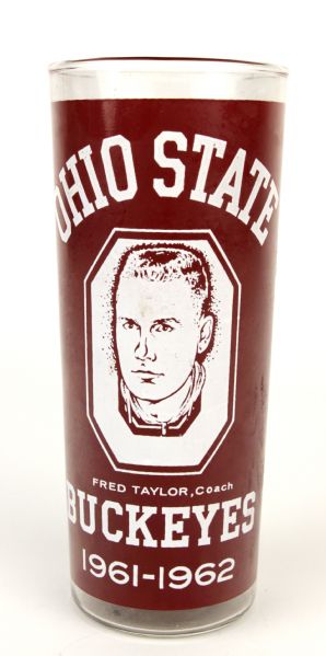 1961-62 Ohio State Buckeyes Commemorative Glass w/Bobby Knight John Havlicek & Jerry Lucas