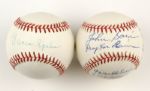 1994-2000  Johnny Sain Boston Braves Signed OAL (Budig) Baseball With Interesting Inscription & Warreb Spahn Single Signed Ball - JSA 