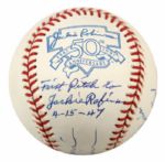 1994-2000  Johnny Sain Boston Braves Signed OAL (Budig) Baseball With Interesting Inscription & Warreb Spahn Single Signed Ball - JSA 