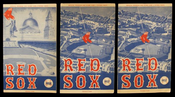 1957-58 Boston Red Sox Program Score Card - Lot of 3 
