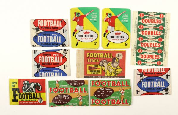1950s and 60s Baseball and Football Card Wrappers - Lot of 10