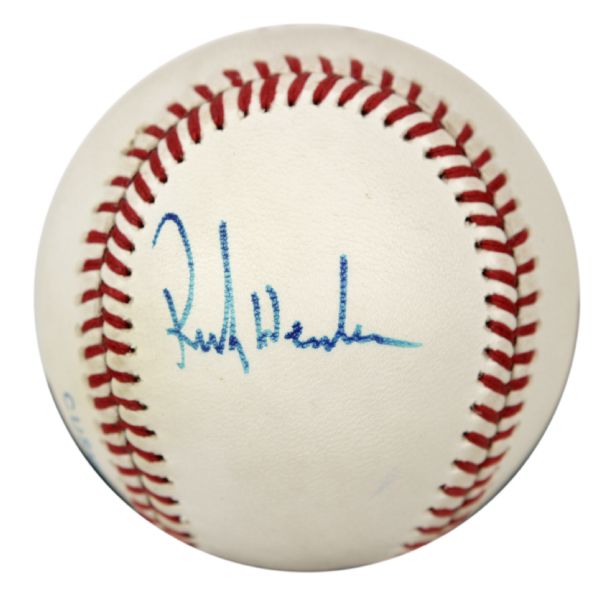 1984-94 Rickey Henderson New York Yankees Oakland As Single Signed OAL (Brown) Baseball - JSA 