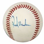 1984-94 Rickey Henderson New York Yankees Oakland As Single Signed OAL (Brown) Baseball - JSA 
