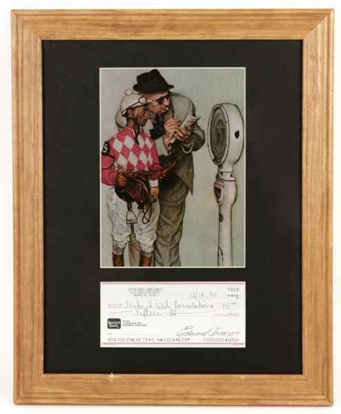 1995 Edward Arcaro Famous Jockey Signed Check - JSA 