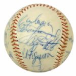 1977 New York Yankees Team Signed OAL (MacPhail) Baseball w/19 Sigs. Incl. Billy Martin Sweet Spot Elston Howard Yogi Berra - JSA 