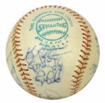 1977 New York Yankees Team Signed OAL (MacPhail) Baseball w/19 Sigs. Incl. Billy Martin Sweet Spot Elston Howard Yogi Berra - JSA 