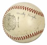 1935 Major/Minor League Signed ONL (Frick) Baseball w/Andy High Ace Elliot, Reiss - JSA 