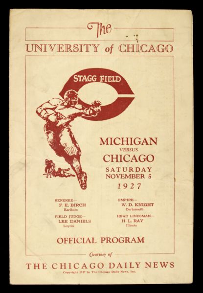 1927 University of Michigan vs. University of Chicago Official Program