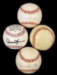 1980s-90s Hall of Fame Hurlers Signed Baseball - Lot of  4 w/Rollie Fingers Tom Seaver Steve Carlton Robin Roberts - JSA 
