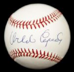 1980s Hall of Fame Single Signed Sluggers Baseball - Lot of 7 w/Boggs, Cepeda, Slaughter Carew Irvin Dawson - JSA 