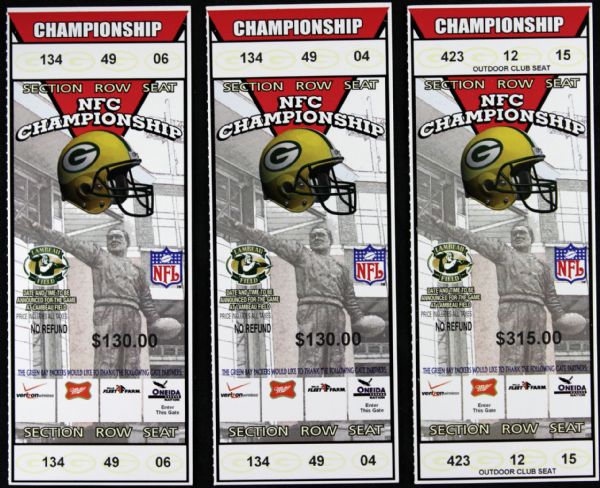 2009-10 Green Bay Packers NFL Championship Game Phantom Ticket - Lot of 3