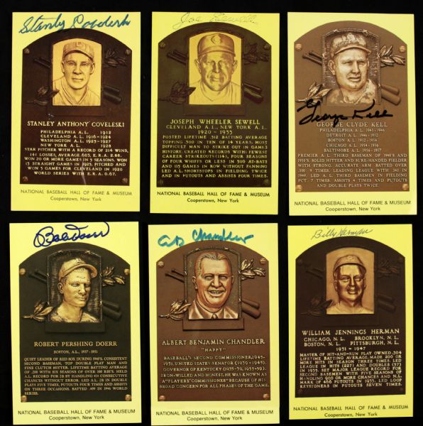 1980s-90s Hall of Fame Signed Postcard - Lot of 5 w/ Coveleski Herman Doerr Chandler & Kell - JSA 