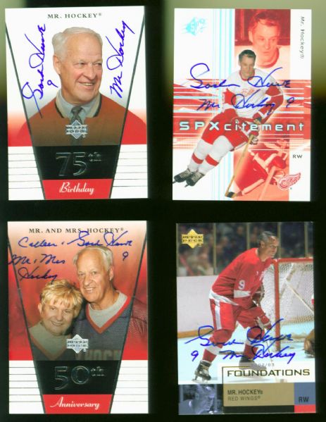 2002-03 Gordie Howe Detroit Red Wings Signed Hockey Card - Lot of 4 - JSA 