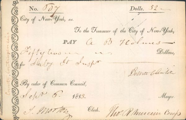 1813 DeWitt Clinton Signed Executive Note - Man Most Responsible For Building of Erie Canal - JSA 